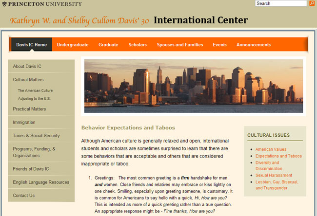 Princeton University Etiquette Scholar Reference